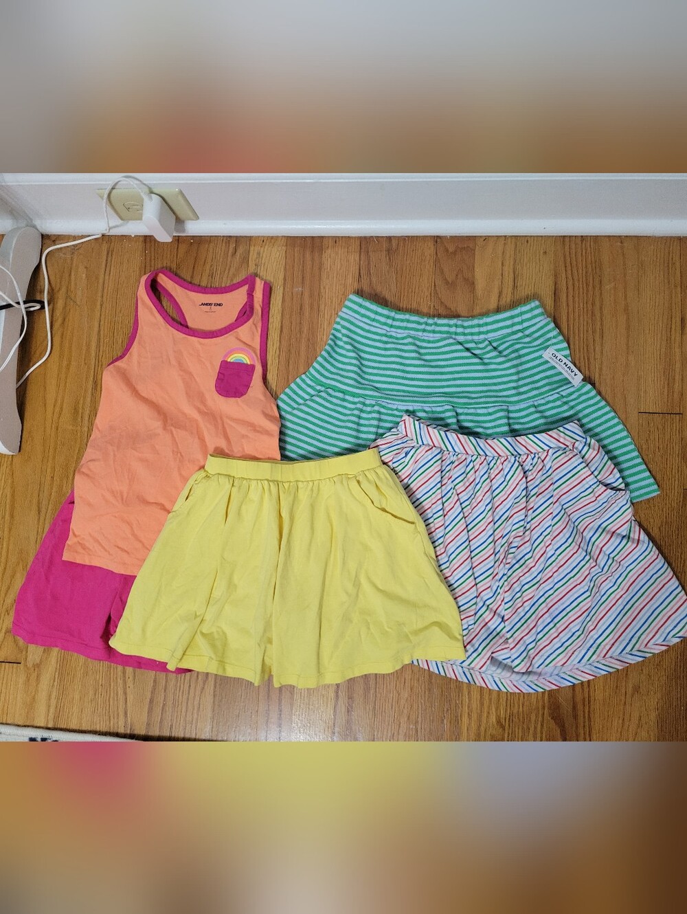 Lot of 5 Girls Summer Clothes~Lands End Old Navy Skorts Skirt Tank Size 7-8